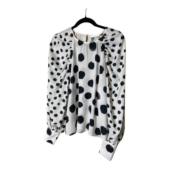 Polka Dot Blouse Mix Media Dots Size Small - Picture 1 of 8